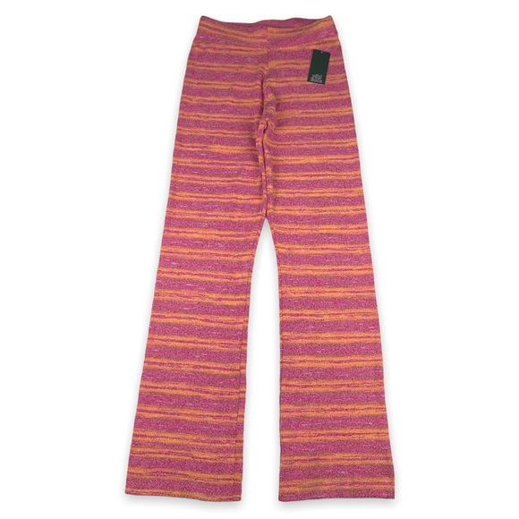 1) NWT Wild Fable Plum Orange Striped High Rise Pull On Sweater Knit Pant M - Picture 3 of 7